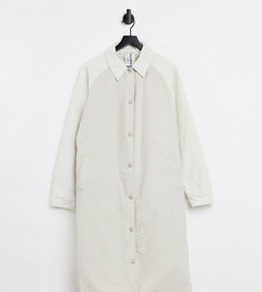 Удлиненная холщовая куртка цвета экрю с нейлоновыми рукавами COLLUSION-Белый