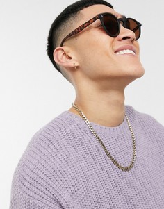 Черные круглые солнцезащитные очки в черепаховой оправе ASOS DESIGN-Черный цвет