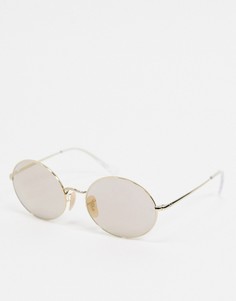 Солнцезащитные очки в овальной оправе золотистого цвета Ray-Ban 0RB1970-Золотистый
