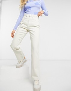 Джинсы цвета экрю с завышенной талией и прямыми штанинами из органического хлопка Weekday Rowe-Бежевый