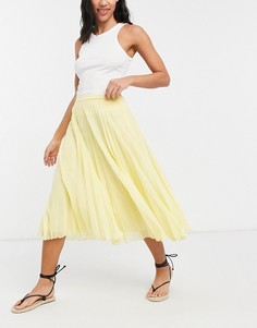 Желтая плиссированная юбка миди ASOS DESIGN-Желтый
