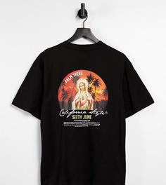 Черная oversized-футболка с принтом заката на спине Sixth June – эксклюзивно для ASOS-Черный цвет