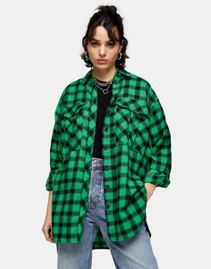 Зеленая oversized-рубашка в клетку Topshop-Зеленый цвет