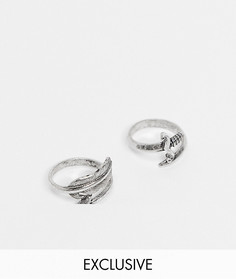 Набор из двух колец с деталями в форме пера и меча Reclaimed Vintage Inspired-Серебристый