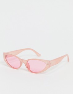 Розовые солнцезащитные очки «кошачий глаз» в тонкой оправе Madein-Розовый цвет Madein.