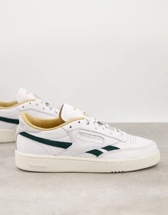 Белые кроссовки с зелеными вставками Reebok Club C Revenge-Белый