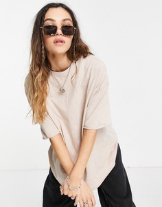 Светло-бежевая выбеленная oversized-футболка с декоративными швами ASOS DESIGN-Нейтральный