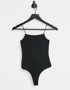 Черное боди на бретельках с корсетными швами на лифе ASOS DESIGN-Черный цвет