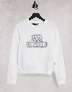 Белый джемпер с принтом логотипа Love Moschino Felpa