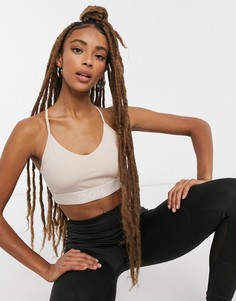 Бежевый спортивный бюстгальтер на бретельках Reebok Training