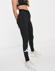Черные леггинсы с логотипом с 3 полосками adidas Training-Черный цвет