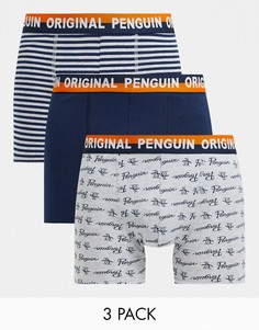 Набор из 3 пар боксеров темно-синего и серого цвета Original Penguin-Многоцветный