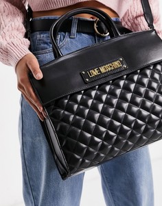 Черная стеганая сумка-тоут Love Moschino-Черный