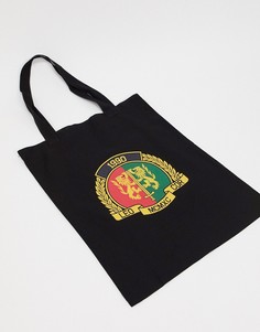 Черная сумка-тоут из плотной ткани с принтом ASOS DESIGN-Черный