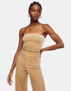 Велюровый бежевый топ Topshop-Золотистый