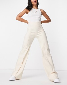 Широкие брюки цвета экрю с декоративными швами Vesper-Белый