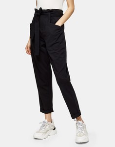 Черные брюки в стиле милитари Topshop-Черный цвет