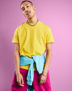 Желтая футболка из органического хлопка с круглым вырезом ASOS DESIGN-Желтый