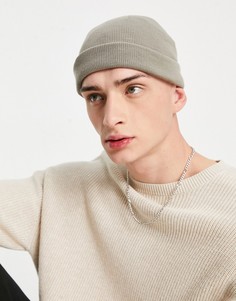 Темно-серая шапка-бини мини в рыбацком стиле ASOS DESIGN-Серый