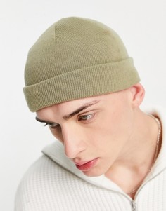 Шалфейно-зеленая шапка-бини ASOS DESIGN-Зеленый цвет
