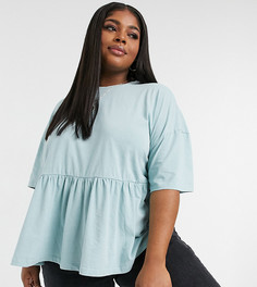Свободный топ шалфейно-зеленого цвета с эффектом кислотной стирки ASOS DESIGN Curve-Зеленый
