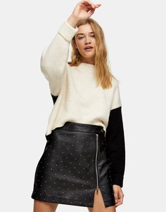 Монохромный вязаный укороченный джемпер Topshop-Черный цвет