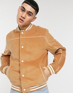 Светло-коричневая вельветовая университетская куртка ASOS DESIGN-Коричневый цвет