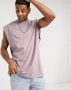 Фиолетовая oversized-майка из органического хлопка, с глубокими проймами ASOS DESIGN-Фиолетовый цвет