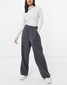 Темно-серые джоггеры без застежки из жатого хлопка ASOS DESIGN-Темно-синий
