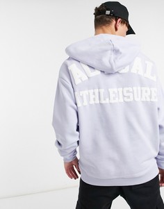 Светло-голубой oversized-худи с белым логотипом "Athleisure" на спине ASOS Actual