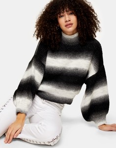 Меланжевый джемпер в черно-белую полоску Topshop-Многоцветный