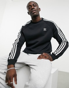 Черный свитшот с тремя полосками adidas Originals Adicolor