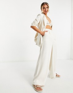 Бежевые выбеленные льняные брюки с широкими штанинами ASOS DESIGN-Нейтральный