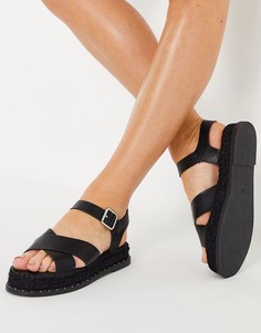 Черные сандалии с ремешком вокруг щиколотки Truffle Collection-Черный цвет