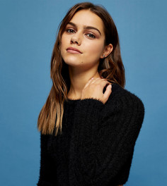 Черный джемпер с ворсистой фактурой Topshop Petite-Черный цвет