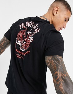 Черная футболка из органического хлопка с принтом тигра и надписью на спине ASOS DESIGN-Черный цвет