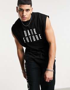 Черная майка в стиле oversized с логотипом на спине ASOS Dark Future-Черный цвет