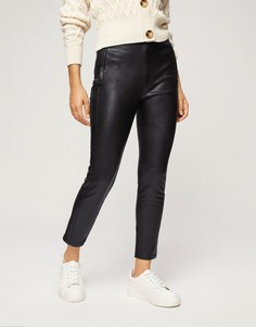 Леггинсы из искусственной кожи Miss Selfridge Petite-Черный цвет