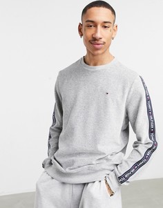 Серый велюровый свитшот для дома с тесьмой с логотипом Tommy Hilfiger