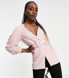 Структурированный удлиненный топ пыльно-розового цвета с поясом ASOS DESIGN Tall-Розовый цвет