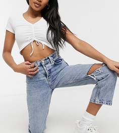 Прямые выбеленные джинсы Topshop Petite Editor-Голубой