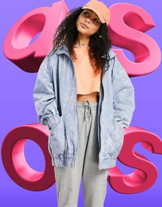 Голубая куртка-бомбер с принтом тай-дай ASOS DESIGN-Голубой