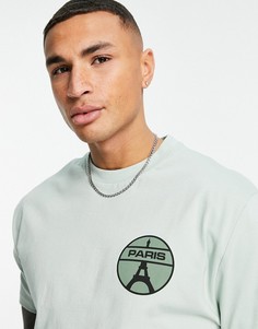 Свободная зеленая футболка с принтом "Paris" на груди ASOS DESIGN-Зеленый цвет