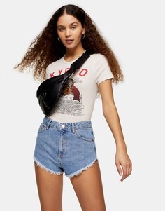 Голубые джинсовые шорты с необработанным краем Topshop-Голубой