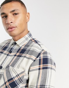 Бежевая рубашка навыпуск в клетку Jack & Jones Originals-Бежевый
