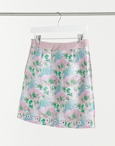 Мини-юбка из жаккарда с цветочным принтом Elvi-Многоцветный