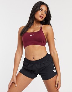 Бордовый спортивный бюстгальтер с легкой степенью поддержки Nike Training Indy-Красный