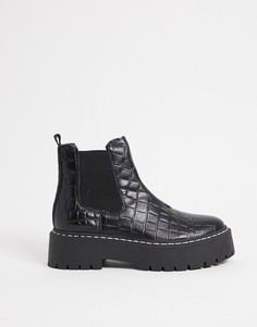 Массивные ботинки челси черного цвета с крокодиловым принтом Steve Madden Veerly-Черный