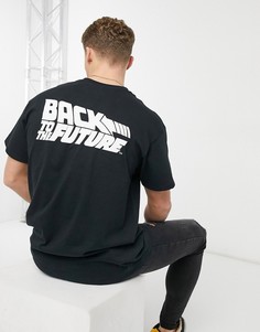 Черная футболка в стиле oversized с принтом «Back To The Future» New Look-Черный