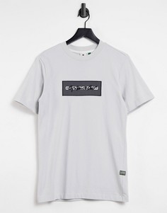 Футболка с вышитым прямоугольным логотипом G-Star-Серый